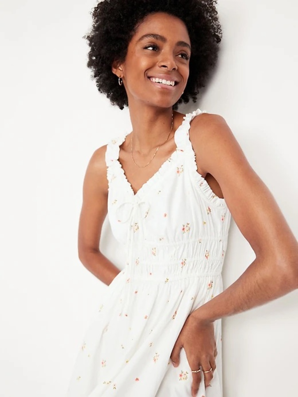 Old Navy White Floral Tie-Neck Sundress